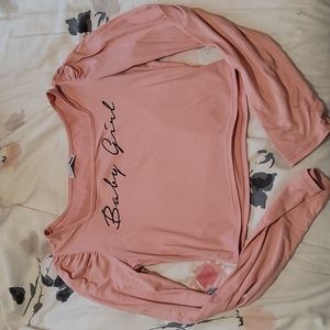 Fashion Nova pink baby girl long sleeve crop